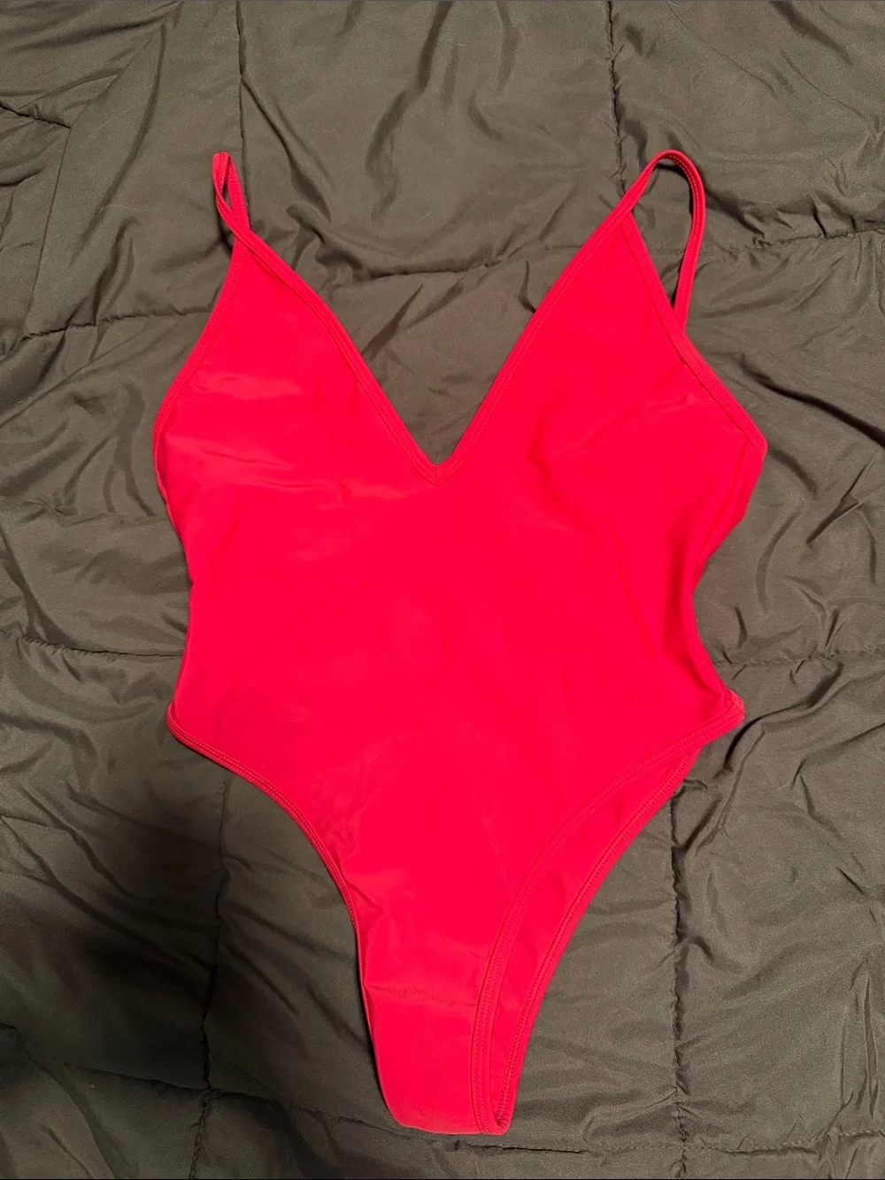 Veronica Red Deep V One Piece
